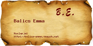 Balics Emma névjegykártya